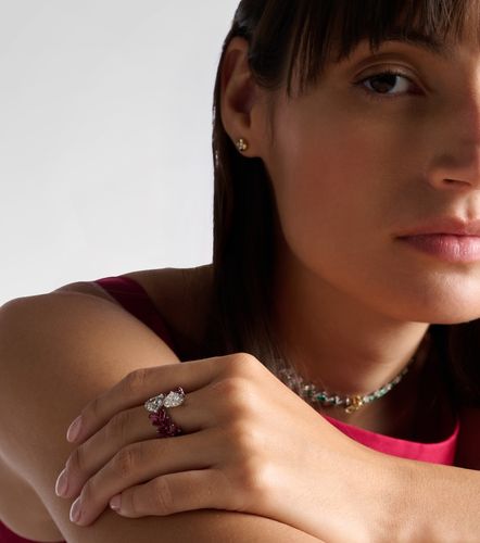 Bague en or blanc 18 ct, rubis et diamants - Kamyen - Modalova