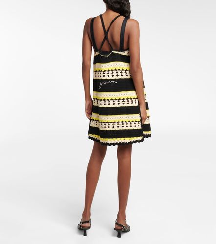 Robe rayée en crochet de coton à logo - Ganni - Modalova