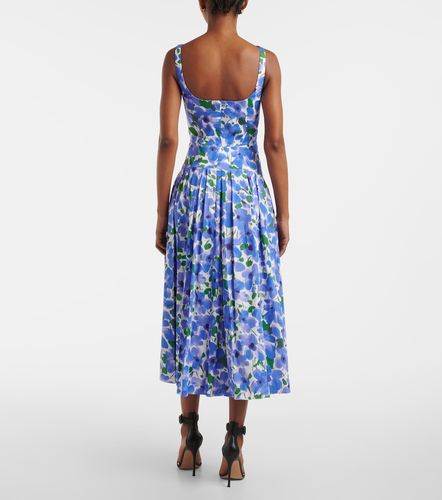 Robe midi en coton mélangé à fleurs - Carolina Herrera - Modalova