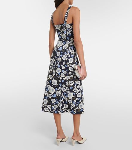 Robe midi Colleen en lin mélangé à fleurs - Veronica Beard - Modalova