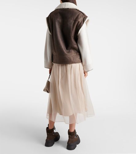 Veste sans manches en cuir et peau lainée - Brunello Cucinelli - Modalova