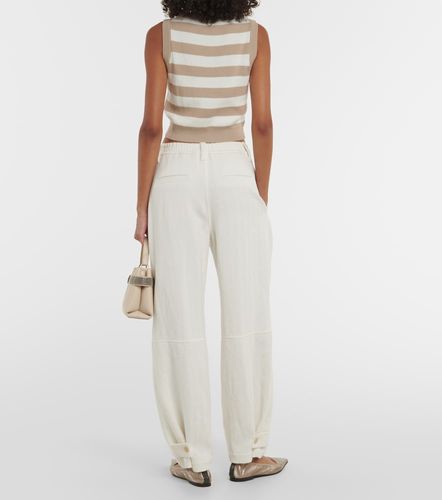 Pantalon droit en coton et lin - Brunello Cucinelli - Modalova