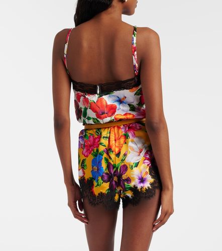 Short en soie mélangée à fleurs et dentelle - Dolce&Gabbana - Modalova