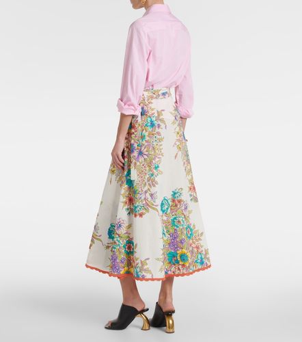 Jupe midi en coton et soie à fleurs - Etro - Modalova