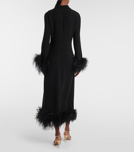 Robe midi en soie à plumes - Valentino - Modalova