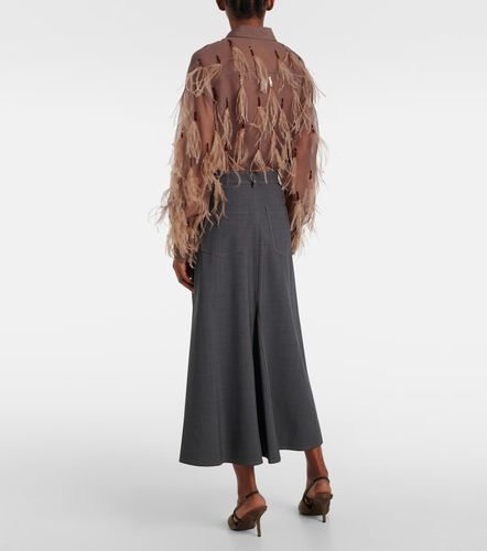 Jupe midi en laine mélangée - Brunello Cucinelli - Modalova