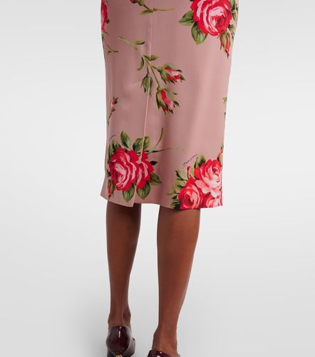 Robe de cocktail en soie mélangée à fleurs - Dolce&Gabbana - Modalova