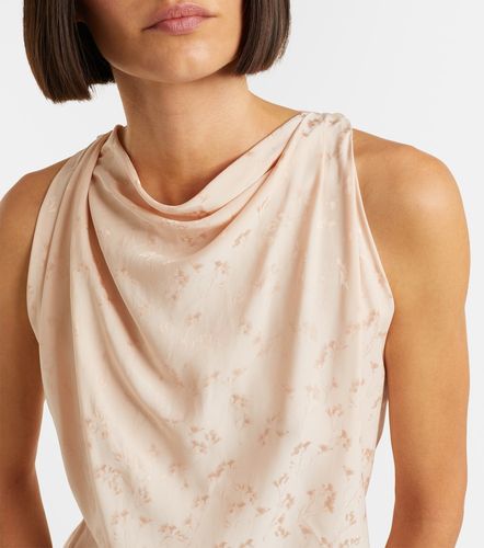 Robe midi asymétrique drapée en satin floral - Victoria Beckham - Modalova