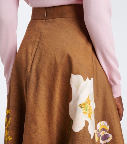 Jupe midi en coton mélangé à fleurs - Oscar de la Renta - Modalova