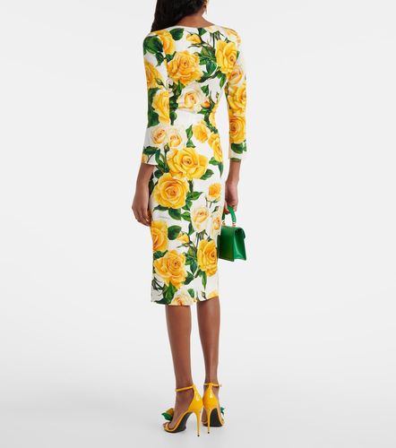 Robe midi en soie mélangée à imprimé floral - Dolce&Gabbana - Modalova