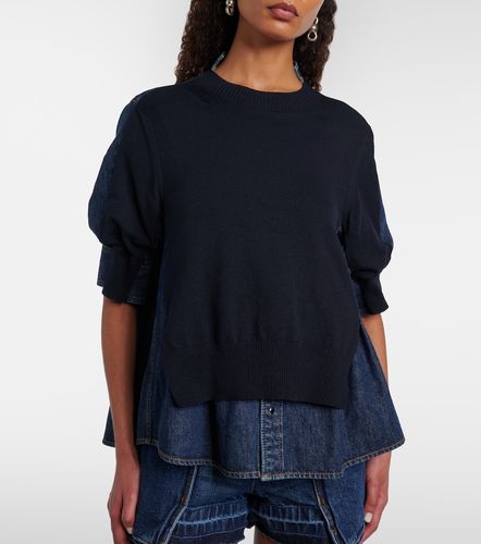 Pull en coton mélangé et denim - Sacai - Modalova