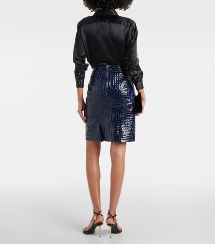 Jupe midi en cuir façon croco - Tom Ford - Modalova
