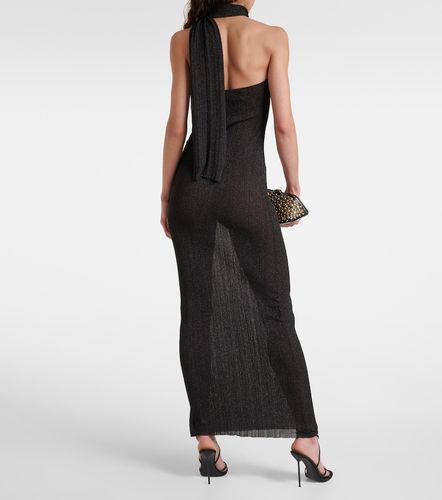 Robe longue en maille métallisée à détail foulard - Aya Muse - Modalova