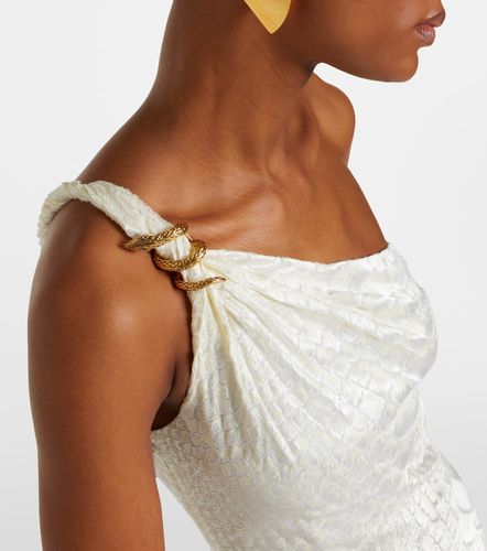 Robe longue asymétrique à motif serpent - Roberto Cavalli - Modalova