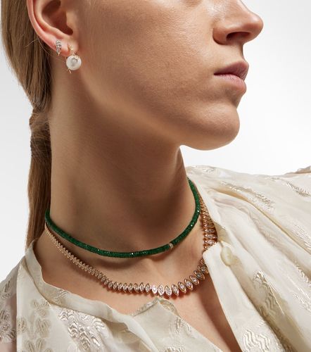 Boucles d'oreilles Starburst en or 14 ct, diamants et perles - Sydney Evan - Modalova