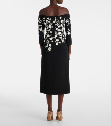 Robe midi à épaules dénudées brodée - Carolina Herrera - Modalova