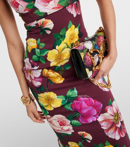 Robe midi bustier en soie mélangée à imprimé floral - Dolce&Gabbana - Modalova