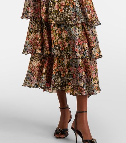 Jupe midi en soie à fleurs - Valentino - Modalova