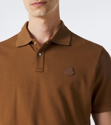 Polo en coton piqué et cuir - Moncler - Modalova