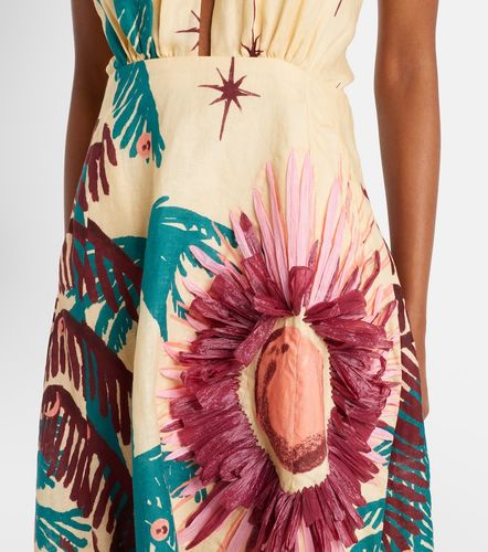 Robe midi en lin à fleurs - Johanna Ortiz - Modalova