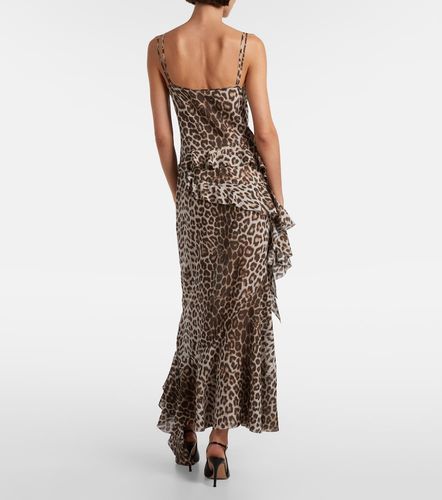 Robe longue en soie à motif léopard - Jacques Wei - Modalova