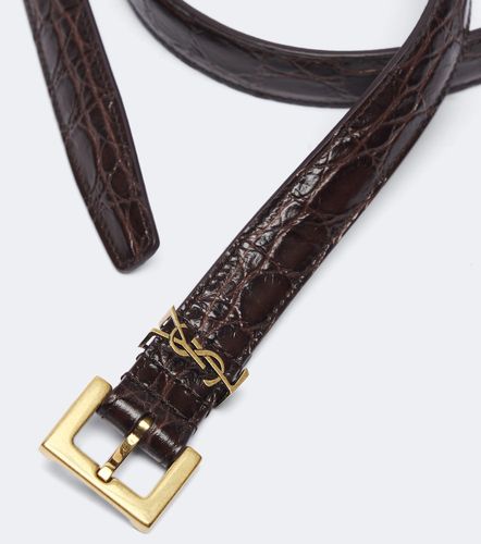 Ceinture Cassandre en cuir façon croco - Saint Laurent - Modalova