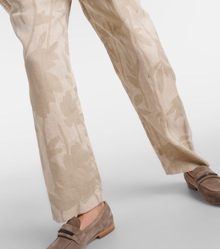 Pantalon tapered imprimé en lin - Brunello Cucinelli - Modalova