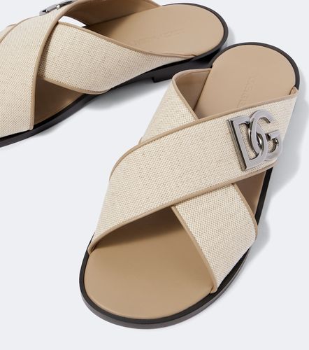Mules DG en toile et cuir - Dolce&Gabbana - Modalova