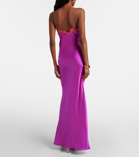 Robe longue en soie et dentelle - Roberto Cavalli - Modalova