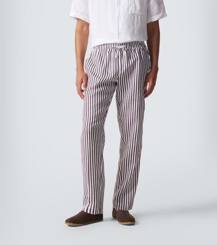 Pantalon droit en lin à rayures - Fedeli - Modalova