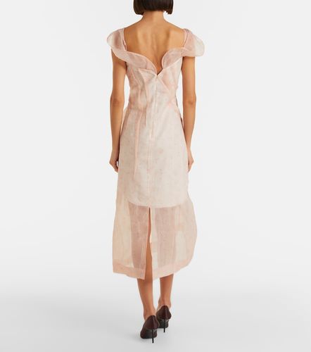 Robe midi asymétrique froncée en organza - Victoria Beckham - Modalova