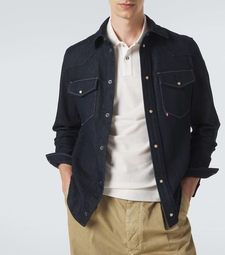 Polo en coton à détail en cuir - Moncler - Modalova