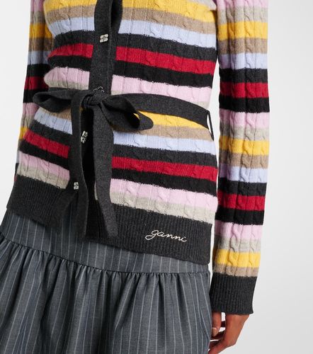 Cardigan rayé en laine mélangée - Ganni - Modalova