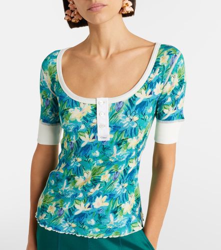 Chloé Top en coton mélangé à fleurs - Chloe - Modalova