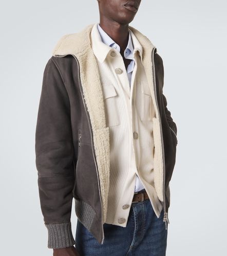 Veste blouson en daim doublée de shearling - Brunello Cucinelli - Modalova