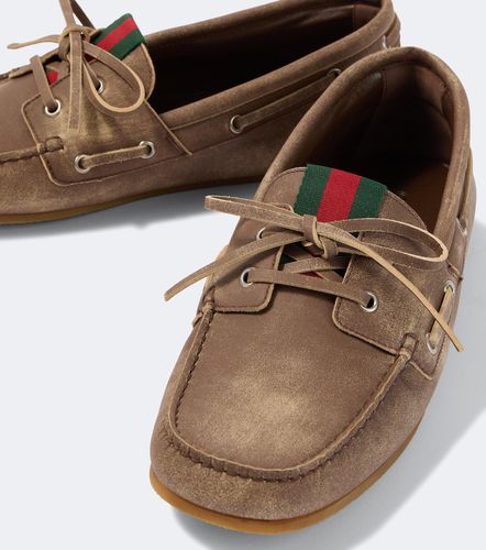 Chaussures bateau Web Stripe en cuir - Gucci - Modalova