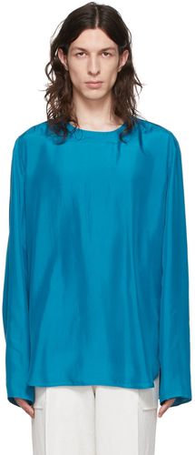 T-shirt à manches longues bleu en soie - Ermenegildo Zegna Couture - Modalova