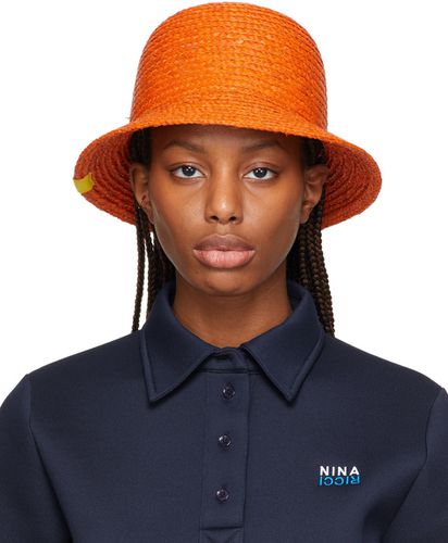 Chapeau de plage orange en paille - Nina Ricci - Modalova