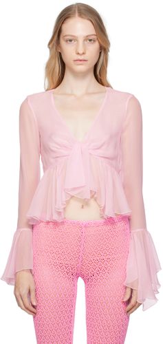 Blumarine Chemisier rose à volants - Blumarine - Modalova
