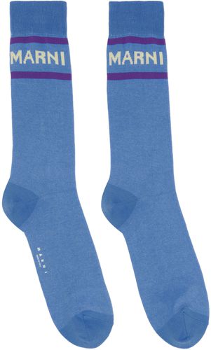 Chaussettes bleues à logo en tricot jacquard - Marni - Modalova