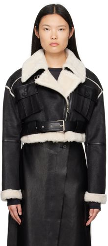 Blouson noir en suède synthétique à panneaux - LVIR - Modalova