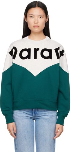 Pull molletonné Houston blanc cassé et vert - Isabel Marant Etoile - Modalova