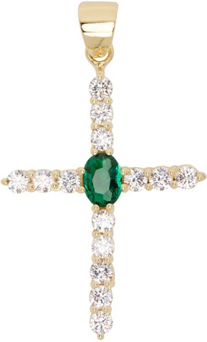 Pendentif 'The Small Cross' doré et vert - VEERT - Modalova