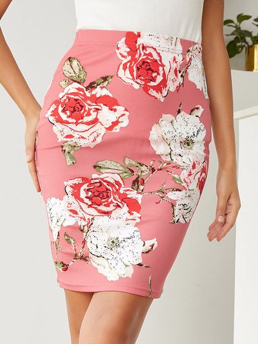 Flower Print High Waist Pencil Skirt For Women - Newchic - Modalova