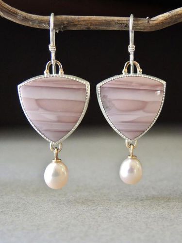Boucles d'oreilles perle pendentif triangle opale rose en alliage de pierre vintage - Newchic - Modalova