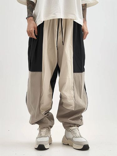 Pantalon ample décontracté avec cordon de serrage et patchwork de blocs de couleurss - Newchic - Modalova