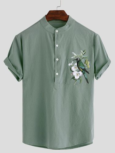 Chemises Henley en coton à imprimé florals avec poche poitrine - ChArmkpR - Modalova