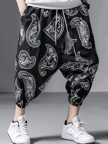 Pantalon ample à taille avec cordon de serrages, imprimé cachemire ethnique - Newchic - Modalova