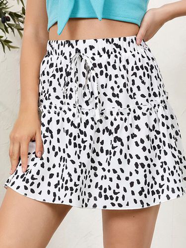 Leopard Print Drawstring Waist A-Line Mini Skirt - Newchic - Modalova