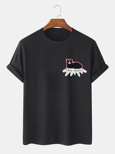 T-shirts Ã  manches courtes et col ronds avec slogan de chat de dessin animÃ© - Newchic - Modalova